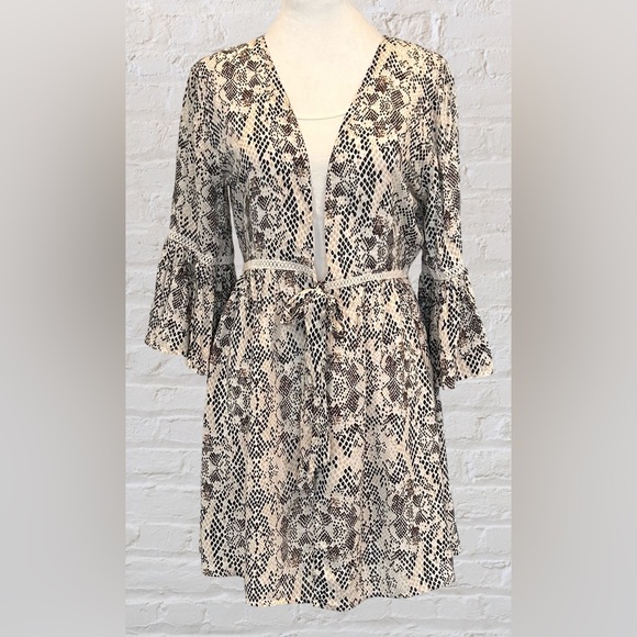 blue island Other - Blue Island Dress Beach Pool Cover Up Sz S Brown Ivory Snake Skin Print Boho NWT